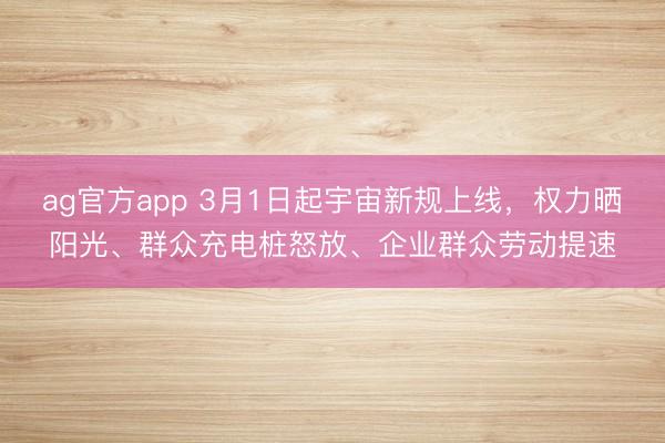 ag官方app 3月1日起宇宙新规上线，权力晒阳光、群众充电桩怒放、企业群众劳动提速